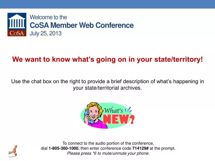 welcome to the cosa member web conference july 25 2013