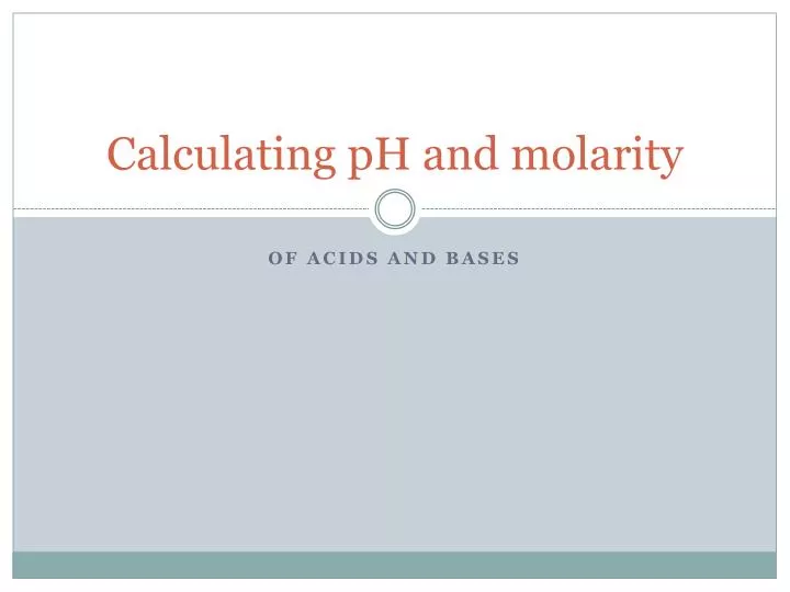 calculating ph and molarity