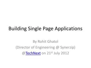 Building Single Page Applications