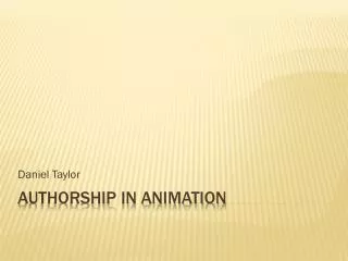 Authorship In Animation