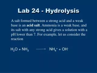 Lab 24 - Hydrolysis