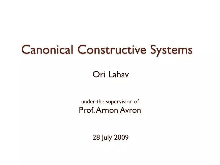 canonical constructive systems