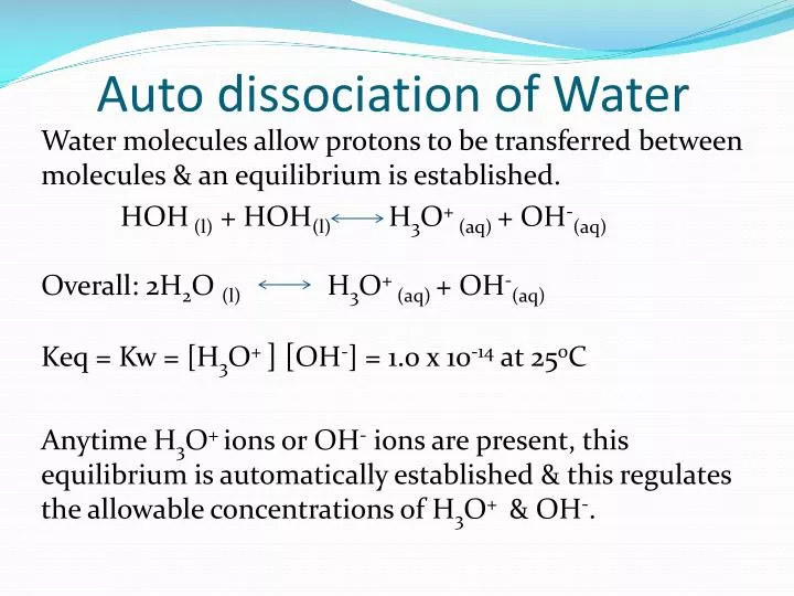 auto dissociation of water