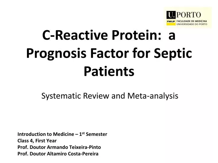 c reactive protein a prognosis factor for septic patients systematic review and meta analysis