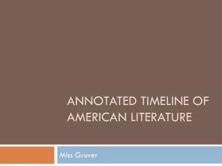 Annotated Timeline of American Literature