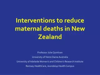 Interventions to reduce maternal deaths in New Zealand