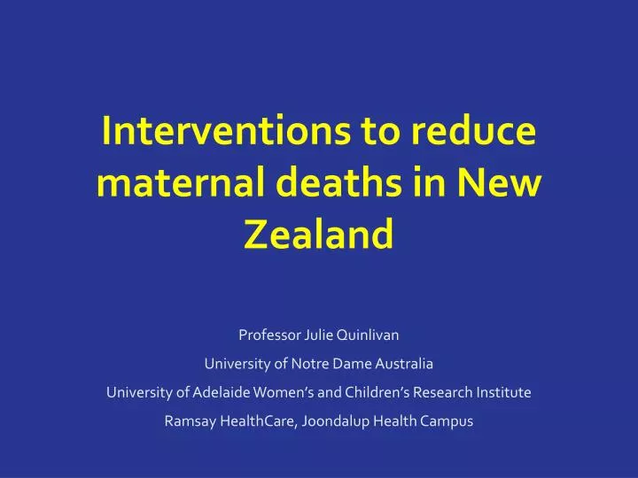 interventions to reduce maternal deaths in new zealand