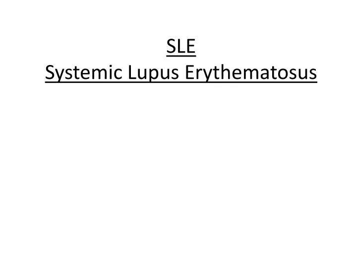 sle systemic lupus erythematosus