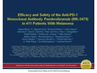 Presented By Antoni Ribas at 2014 ASCO Annual Meeting