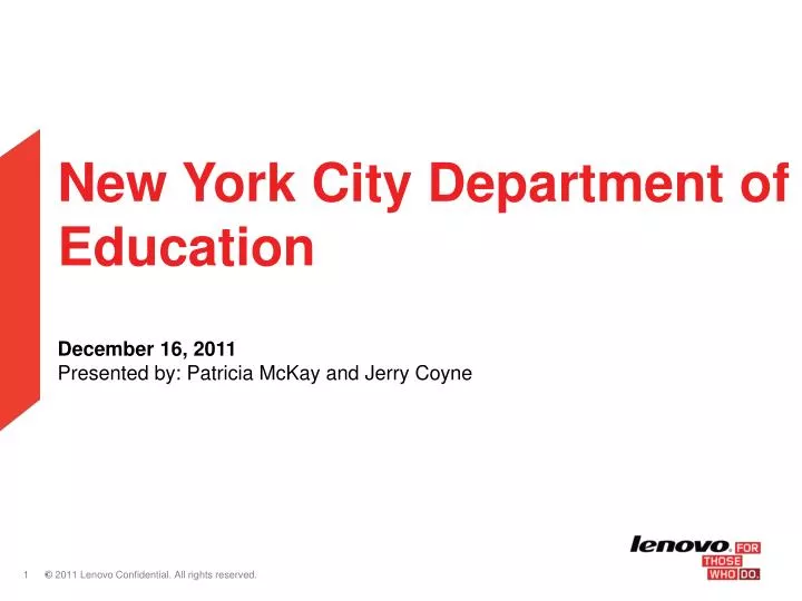 new york city department of education december 16 2011 presented by patricia mckay and jerry coyne