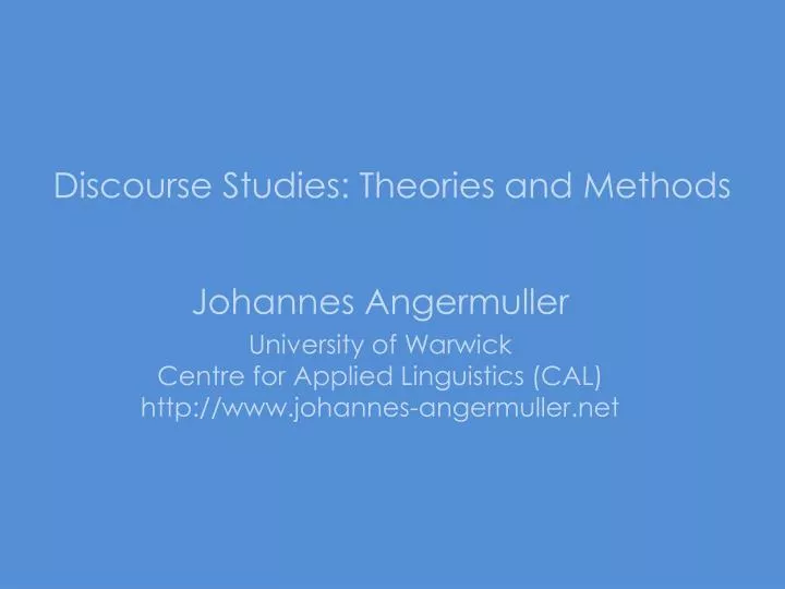 discourse studies theories and methods