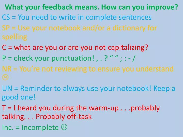 what your feedback means how can you improve