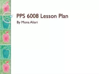 PPS 6008 Lesson Plan
