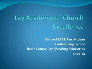 Lay Academy of Church Excellence