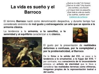 la vida es sue o y el barroco
