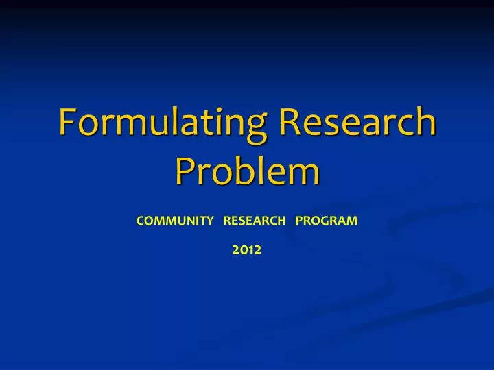 formulating research problem