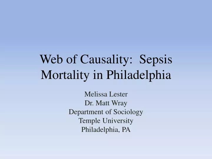 web of causality sepsis mortality in philadelphia