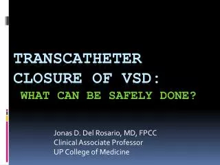 Transcatheter Closure of VSD: What can be safely done?