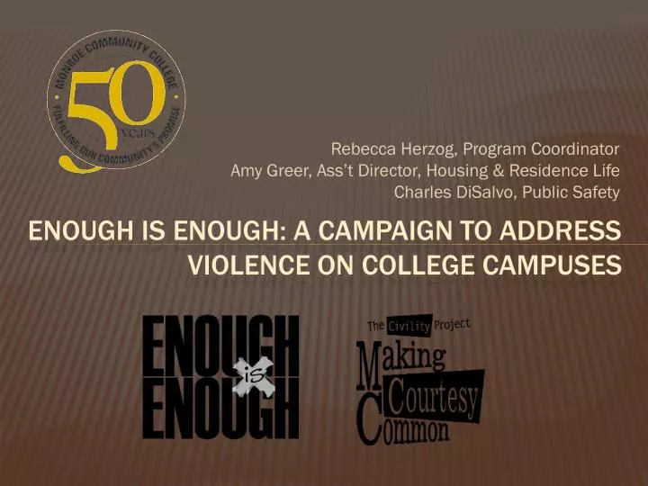 enough is enough a campaign to address violence on college campuses