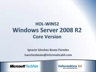 HOL-WIN52 Windows Server 2008 R2 Core Version