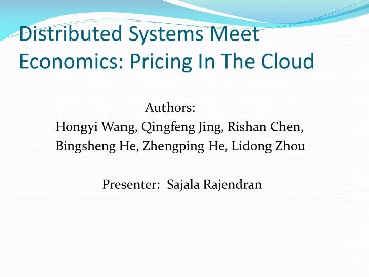 distributed systems meet economics pricing in the cloud