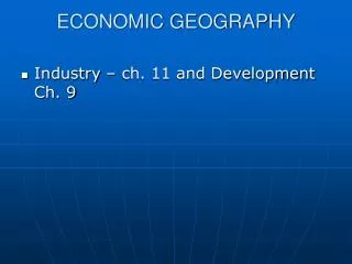 ECONOMIC GEOGRAPHY