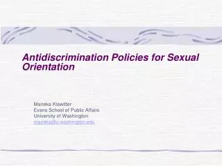 Antidiscrimination Policies for Sexual Orientation