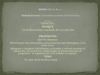 sesi n sd ci1 b1 1 1 1 t tulo de la sesi n caracter sticas comunes de los seres vivos