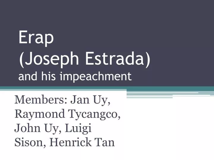 erap joseph estrada and his impeachment