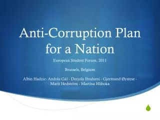 Anti- C orruption Plan for a Nation