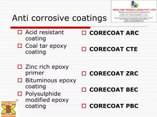 Anti corrosive coatings