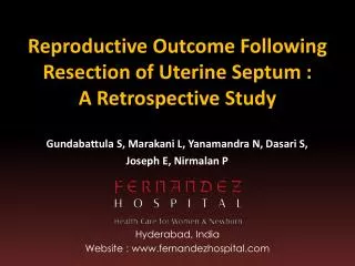 Reproductive Outcome Following Resection of Uterine Septum : A Retrospective Study