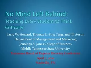 No Mind Left Behind: Teaching Every Student to Think Critically