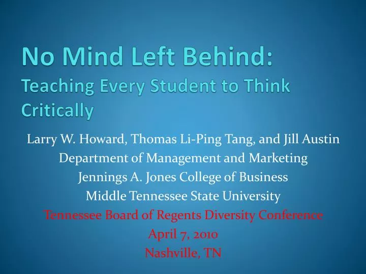 no mind left behind teaching every student to think critically