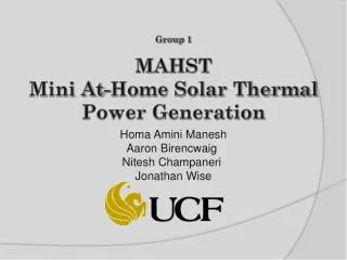MAHST Mini At-Home Solar Thermal Power Generation