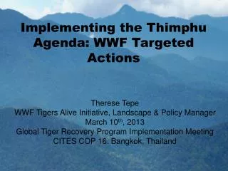 Implementing the Thimphu Agenda: WWF Targeted Actions