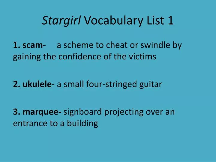 stargirl vocabulary list 1