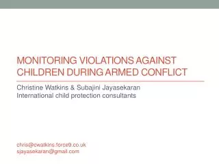 Monitoring violations against children during armed conflict