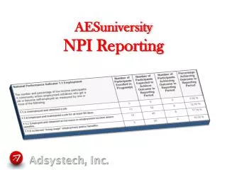 AESuniversity NPI Reporting