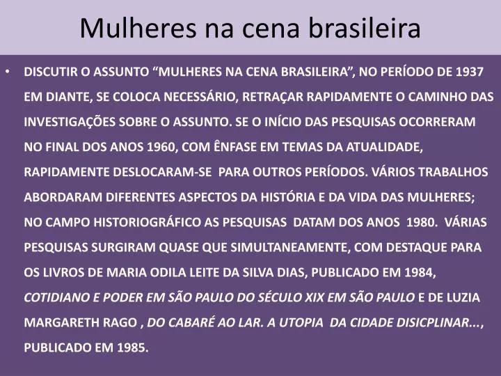 mulheres na cena brasileira