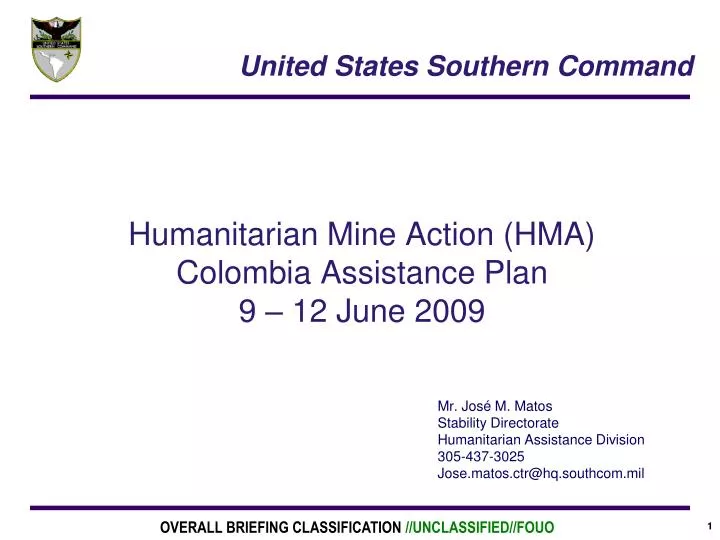 humanitarian mine action hma colombia assistance plan 9 12 june 2009