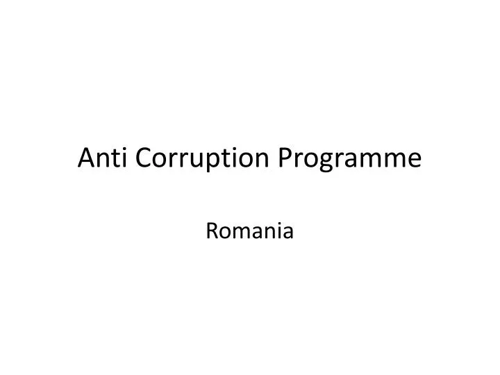 anti corruption programme