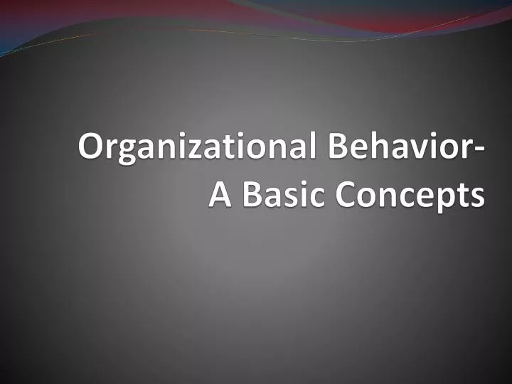 organizational behavior a basic concepts