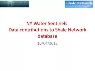 NY Water Sentinels: Data contributions to Shale Network database