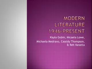 modern literature 1946 present