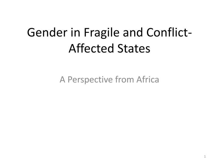 gender in fragile and conflict affected states