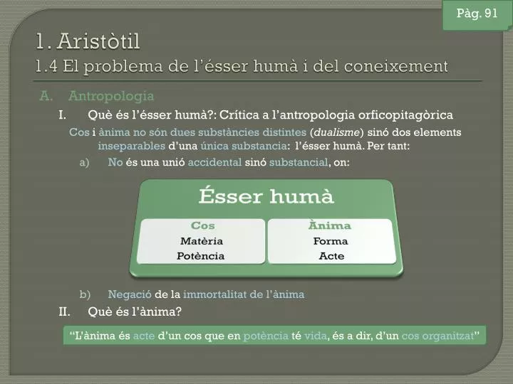 1 arist til 1 4 el problema de l sser hum i del coneixement