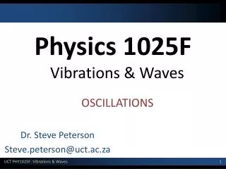 Physics 1025F Vibrations &amp; Waves