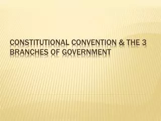 Constitutional Convention &amp; the 3 branches of government
