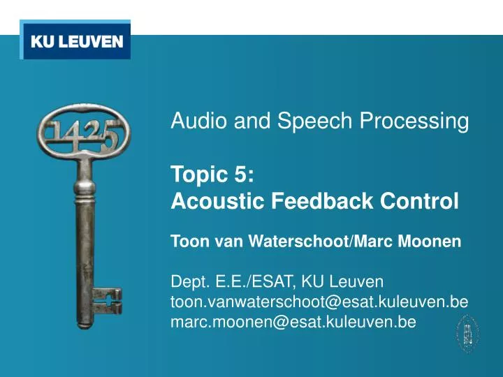 audio and speech processing topic 5 acoustic feedback control